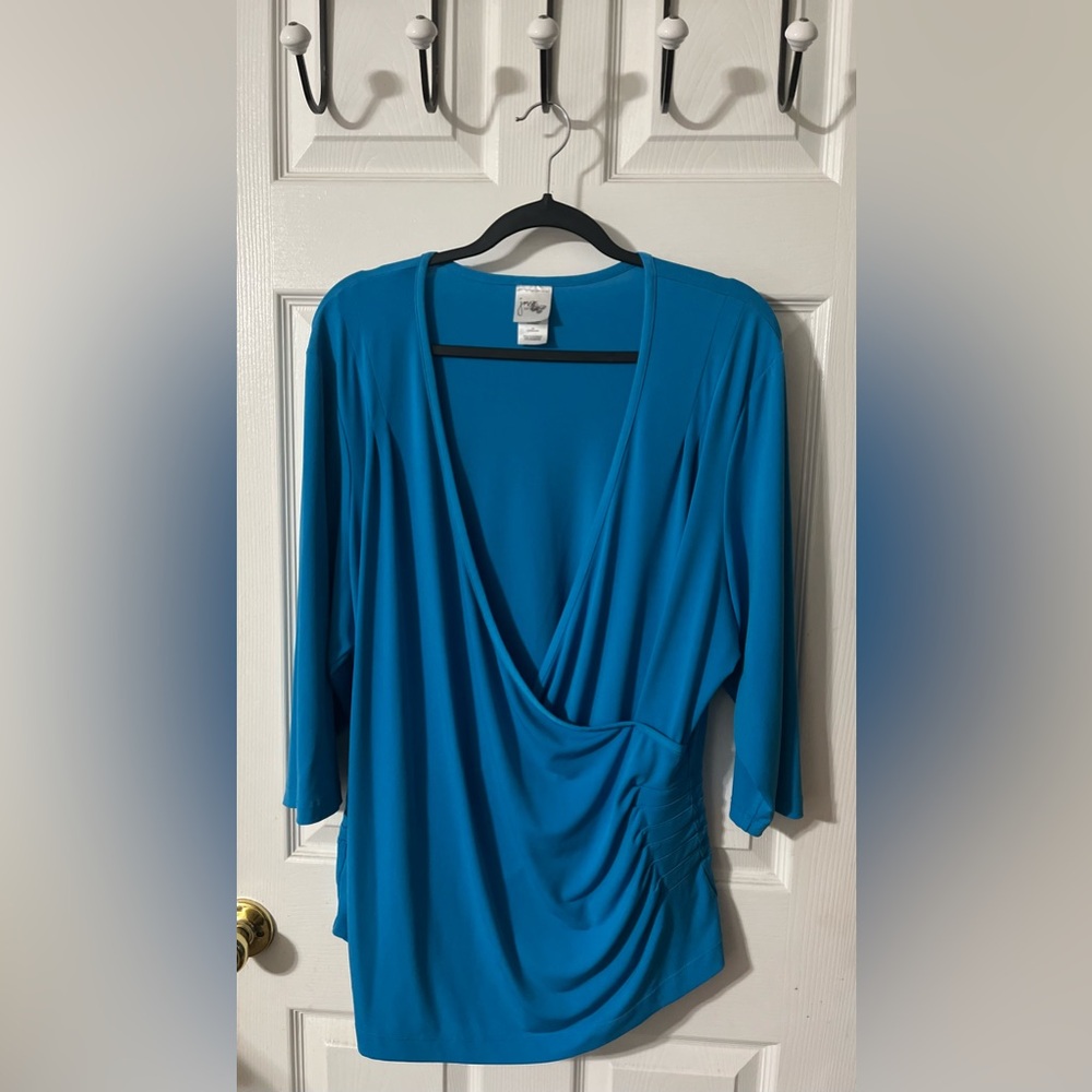 just my size  woman blouse size 3 X color FIESTA BLUE